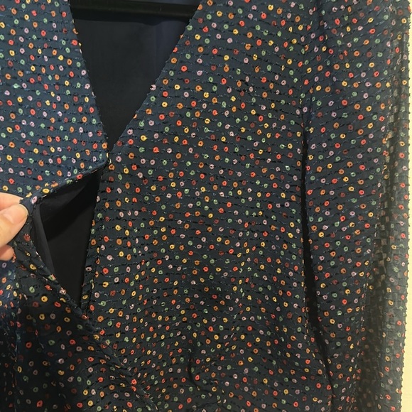 Madewell Blue Long Sleeve Wrap Blouse - Picture 6 of 6